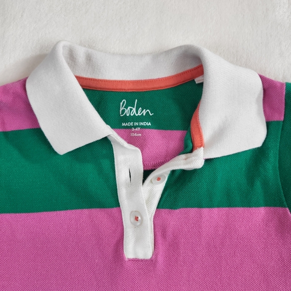 Boden Appliqué Polo Dress/ preppy/ Green Pepper/Pink Horse size 3-4y - Picture 2 of 4